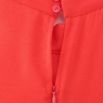 Womens Red Halter Sleeveless Long Wide-leg Jumpsuit Vintage Sleeveless