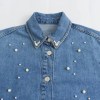 Women’s Pearl Detail Denim Vintage Long-sleeved Shirt