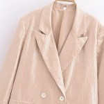 Womens Pastel Pink Sequined loose pocket oversized Blazer
