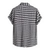 Summer Cotton Blend Men’s Houndstooth Plaid Short Sleeve Shirt – Streetwear Fashion