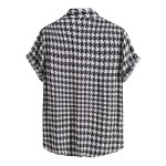 Summer Cotton Blend Men’s Houndstooth Plaid Short Sleeve Shirt – Streetwear Fashion Summer Cotton Blend Men’s Houndstooth Plaid Short Sleeve Shirt – Streetwear Fashion