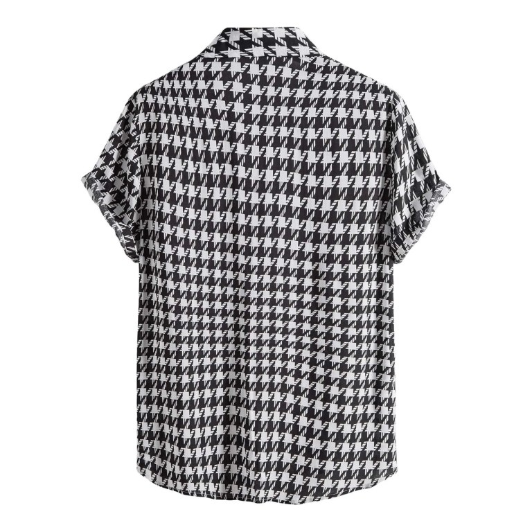 Summer Cotton Blend Men’s Houndstooth Plaid Short Sleeve Shirt – Streetwear Fashion Summer Cotton Blend Men’s Houndstooth Plaid Short Sleeve Shirt – Streetwear Fashion