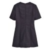 Womens Classic Black or White Short sleeve Tweed Mini Dress with Button Detail