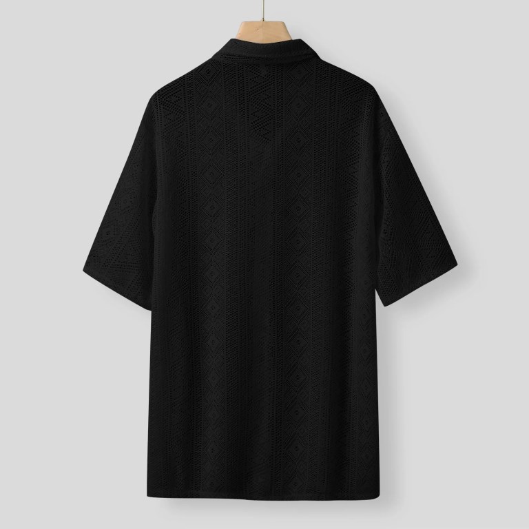 Summer New Fashion Men’s Mesh Lace Shirt