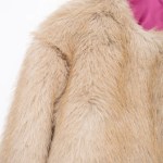 Women Faux Fur Cream Vintage Round Collar Jacket Women Faux Fur Cream Vintage Round Collar Jacket