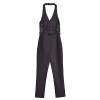 Womens Beaded Halter Sleeveless Black Jumpsuit
