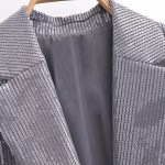 Womens Metallic Silver Straight Cut Sequin Blazer