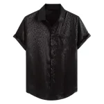 Jacquard Leopard Print Loose Casual Short Sleeved Shirt