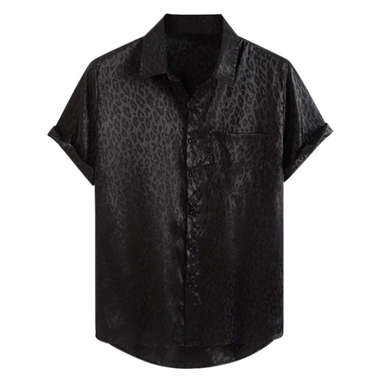 Jacquard Leopard Print Loose Casual Short Sleeved Shirt