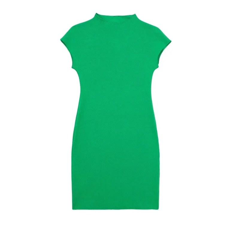 Womens Green Stretch Knit Knee Length Midi Slim Fit Womens Green Stretch Knit Knee Length Midi Slim Fit