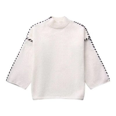 Womens Long-sleeved Knit Sweater Mock Collar