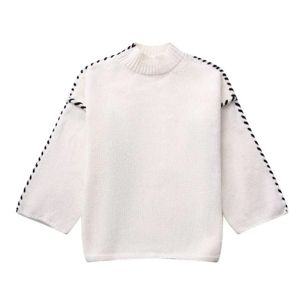 Womens Long-sleeved Knit Sweater Mock Collar
