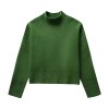 Womens Green Knit Cropped Turtleneck Jumper