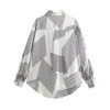 Womens Geometric White Black Stripe Oversized Shirt Womens Geometric White Black Stripe Oversized Shirt