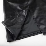 Womens Foe Leather Black Vintage Trench Coat
