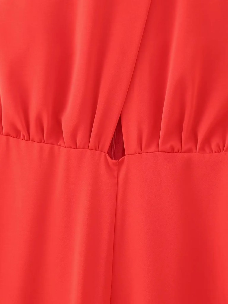 Womens Red Halter Sleeveless Long Wide-leg Jumpsuit Vintage Sleeveless