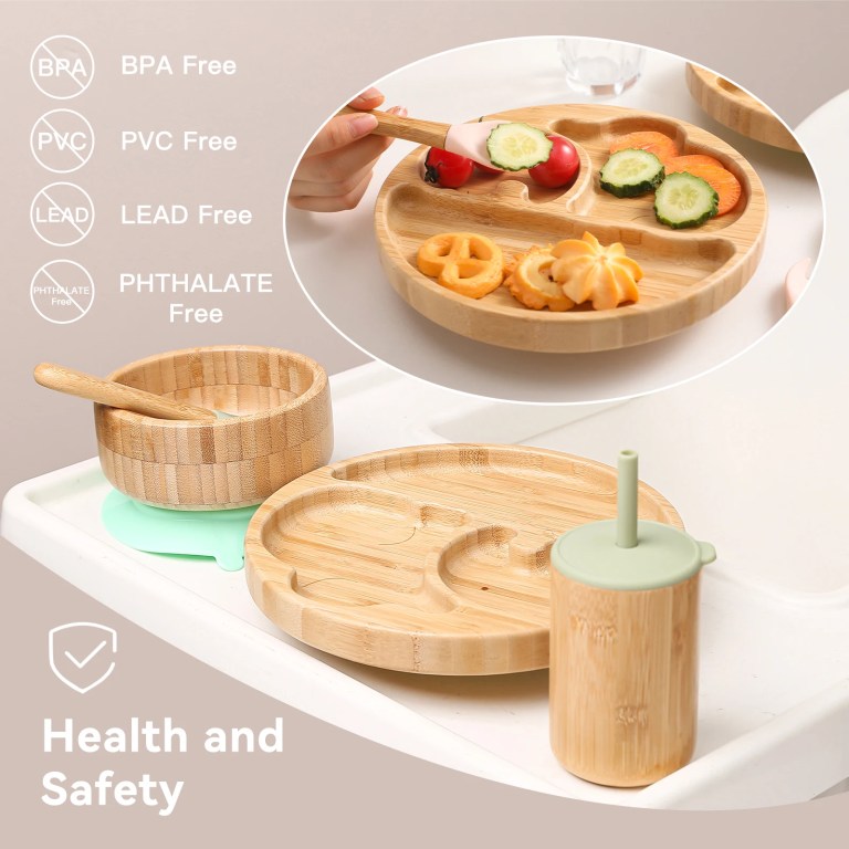 4pcs Children’s Tableware Bamboo Dinnerware Set
