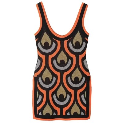 Women’s Jacquard Knit Retro Mini Dress and Pants.