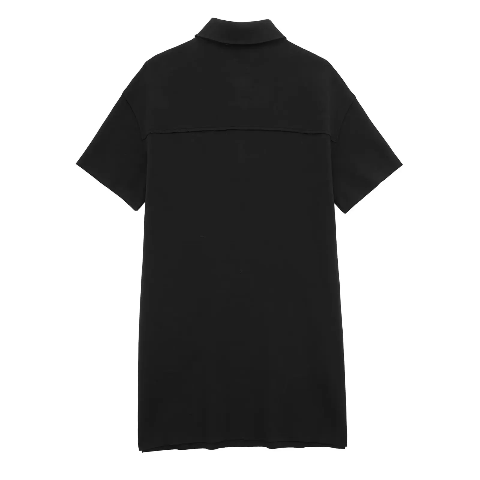 Womens Short Sleeve T Shirt Polo Dress in Black Mini