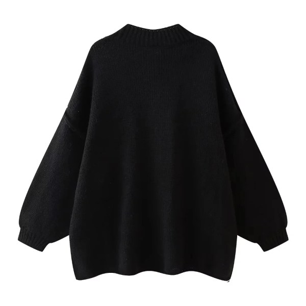 Womens Oversized Knit Cardigan Gold Button Detail