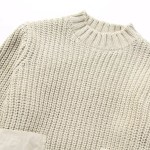 Women’s Army Inspo Short Knit Ivory Round neck jumper with side pockets