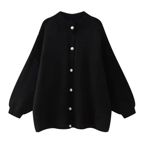 Womens Oversized Knit Cardigan Gold Button Detail Womens Oversized Knit Cardigan Gold Button Detail