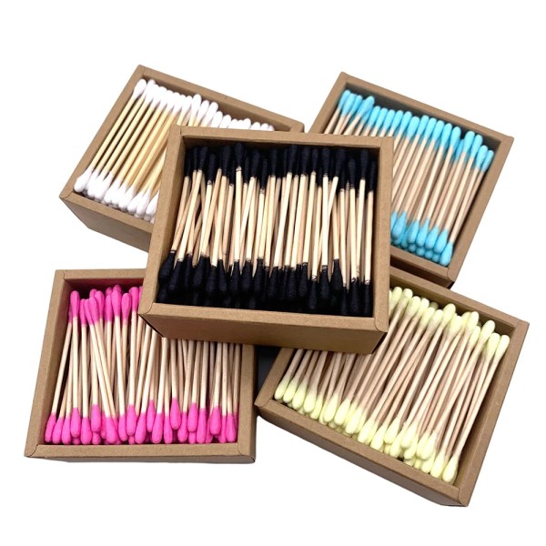 200Pcs Bamboo Cotton Double Head Adults Makeup Cotton Swabs
