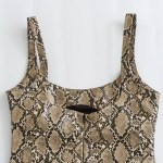 Womens Faux Leather Snakeskin Print Strap Backless Mini Dress
