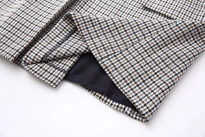 Womens Plaid V Back and Front Slim Mini Dress