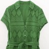 Womens Embroidered Green Shirt Style V Neck Long Button dress Womens Embroidered Green Shirt Style V Neck Long Button dress