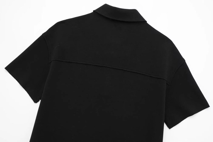 Womens Short Sleeve T Shirt Polo Dress in Black Mini