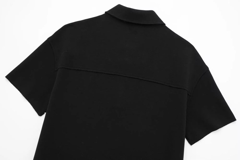 Womens Short Sleeve T Shirt Polo Dress in Black Mini