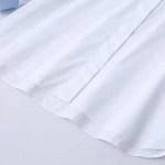 Womens Classic Oversized White Shirt with Collar Blue Detail