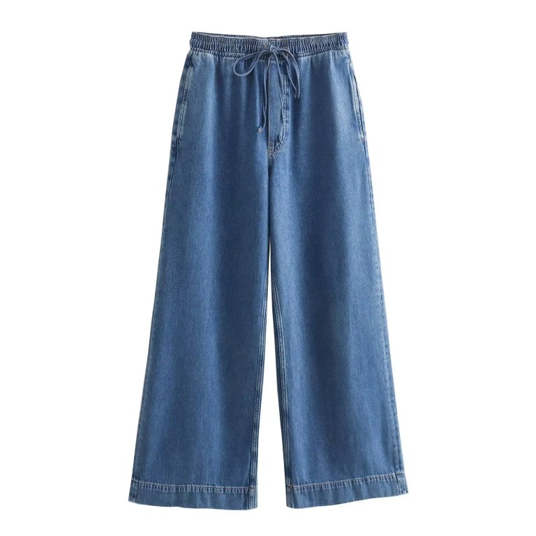 Womens Washed Denim Oversized Shirt & Wide Leg Denim Wide Leg Draw String Pant Set. Womens Washed Denim Oversized Shirt & Wide Leg Denim Wide Leg Draw String Pant Set.