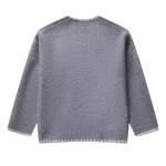 Womens Straight V Cut Neck Kint Jumper with woven Pockets Light Grey