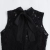 Womens Full Lace Sleeveless Black Playsuit High Collar