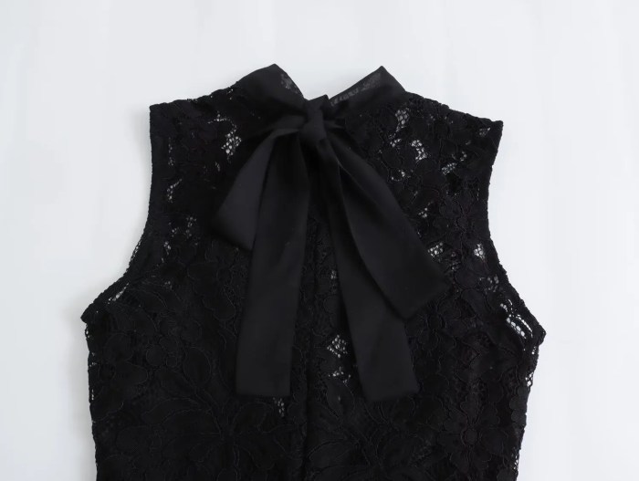 Womens Full Lace Sleeveless Black Playsuit High Collar