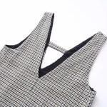 Womens Plaid V Back and Front Slim Mini Dress