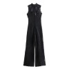 Womens Full Lace Sleeveless Black Playsuit High Collar