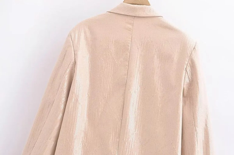 Womens Pastel Pink Sequined loose pocket oversized Blazer
