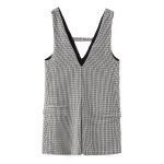 Womens Plaid V Back and Front Slim Mini Dress