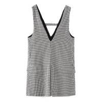 Womens Plaid V Back and Front Slim Mini Dress