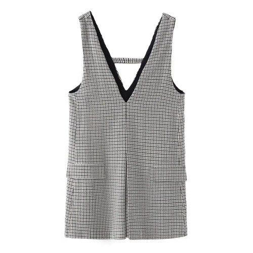 Womens Plaid V Back and Front Slim Mini Dress Womens Plaid V Back and Front Slim Mini Dress