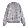 Womens Beaded Vintage button ribbed long sleeve Jacket