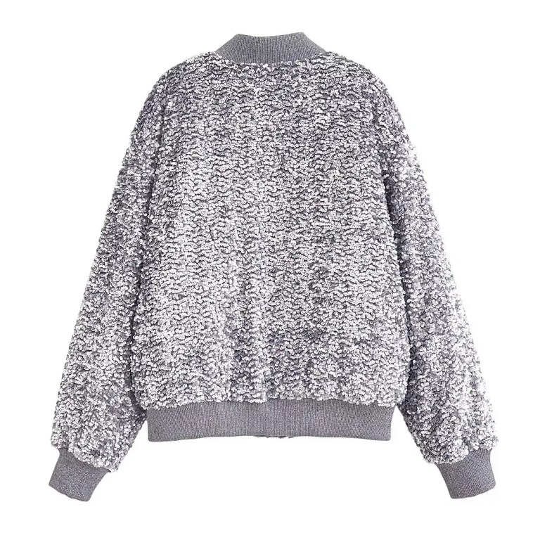 Womens Beaded Vintage button ribbed long sleeve Jacket
