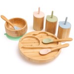 4pcs Children’s Tableware Bamboo Dinnerware Set
