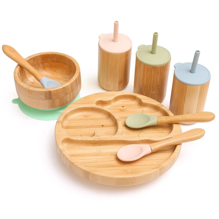 4pcs Children’s Tableware Bamboo Dinnerware Set