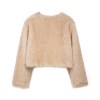 Women Faux Fur Cream Vintage Round Collar Jacket Women Faux Fur Cream Vintage Round Collar Jacket