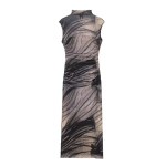 Womens Juan Mesh Sleeveless Ruched Slim Fit Print Midi Dress Womens Juan Mesh Sleeveless Ruched Slim Fit Print Midi Dress