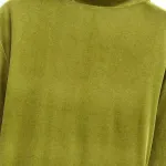 Womens Green Slim Line Ruched Velvet Shirt Button up Mini Dress